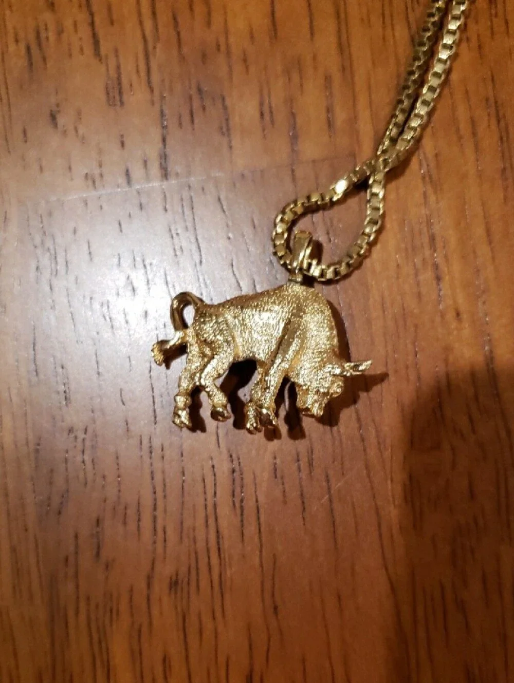 Vintage Monet Taurus The Bull Gold Tone Pendant Necklace Zodiac Signed